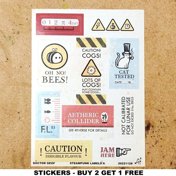 Steampunk Labels A - Sticker Sheet