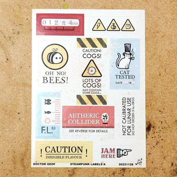 Steampunk Labels A - Sticker Sheet